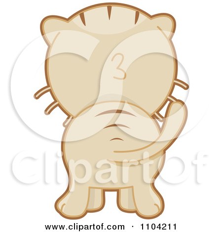 Clipart Hind View Of A Beige Cat - Royalty Free Vector Illustration by BNP Design Studio