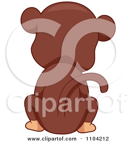 Clipart Hind View Of A Sitting Monkey - Royalty Free Vector Illustration by BNP Design Studio