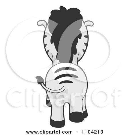 Clipart Hind View Of A Walking Zebra - Royalty Free Vector Illustration by BNP Design Studio
