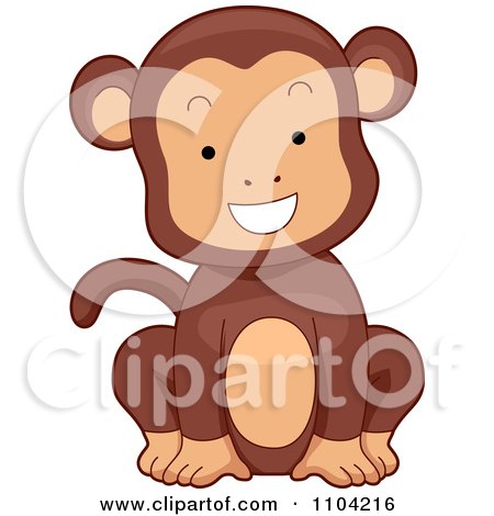 Clipart Happy Sitting Monkey - Royalty Free Vector Illustration by BNP Design Studio