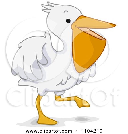 Clipart Happy White Pelican Walking - Royalty Free Vector Illustration by BNP Design Studio