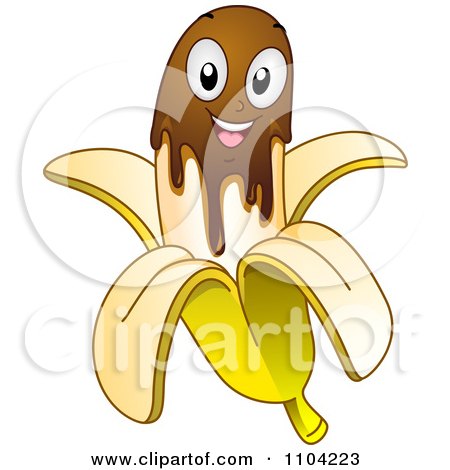 Clipart Happy Chocolate Dipped Banana - Royalty Free Vector Illustration by BNP Design Studio