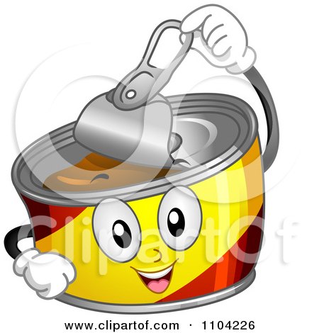 Clipart Happy Can Mascot Opening Its Lid - Royalty Free Vector Illustration by BNP Design Studio