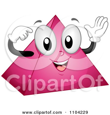 Clipart Happy Pink Pyramid Mascot Pointing To Itself - Royalty Free Vector Illustration by BNP Design Studio