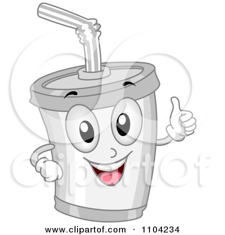 Clipart Happy White Soda Cup Holding A Thumb Up - Royalty Free Vector Illustration by BNP Design Studio