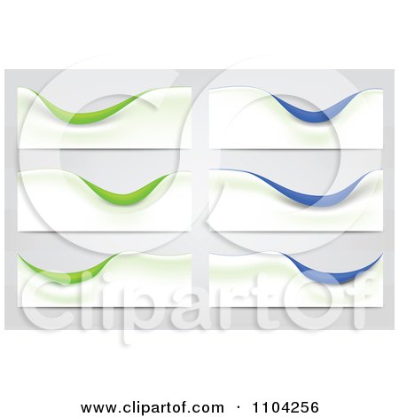 Clipart Six Wite Green And Blue Wave Banners - Royalty Free Vector Illustration by vectorace