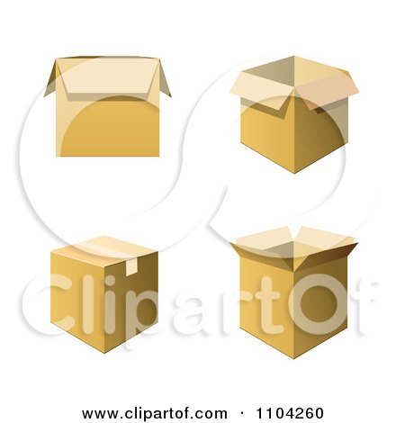 Clipart 3d Cardboard Shipping Or Moving Boxes - Royalty Free Vector Illustration by vectorace