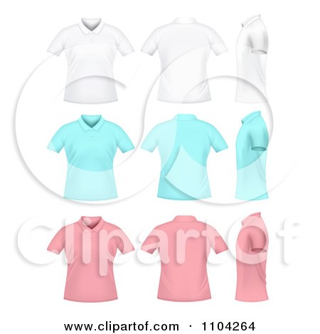 Clipart White Blue And Pink Womens Polo Shirts - Royalty Free Vector Illustration by vectorace