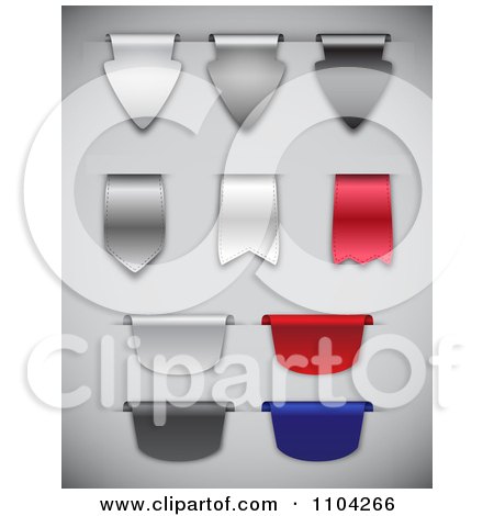 Clipart 3d Silver Chrome Black Red And Blue Ribbon Design Elements - Royalty Free Vector Illustration by vectorace