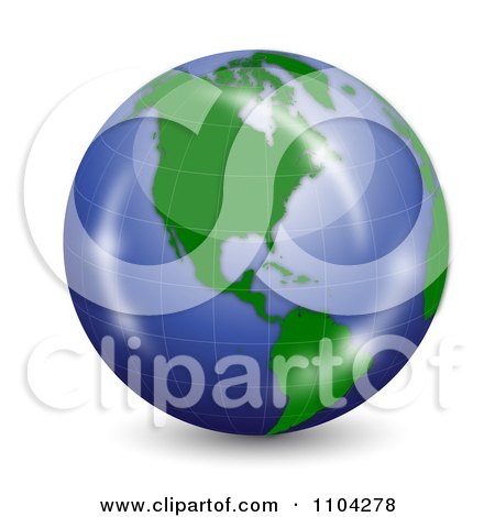Clipart 3d Reflective Globe With North America - Royalty Free Vector Illustration by vectorace