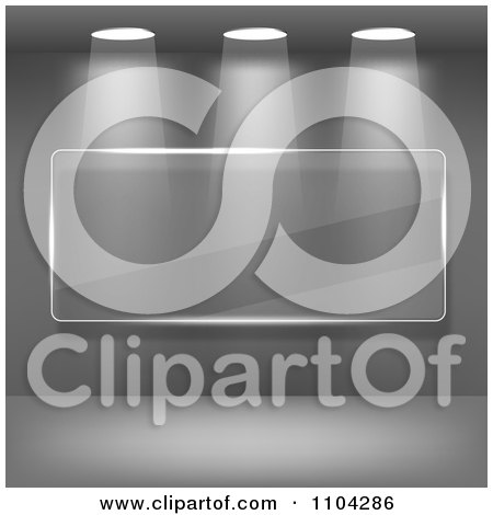 Clipart Ceiling Lights Shining Down On A Glass Show Case In Grayscale - Royalty Free Vector Illustration by vectorace
