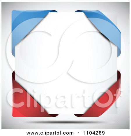 Clipart 3d Blank Square With Blue And Red Ribbon Corners - Royalty Free Vector Illustration by vectorace