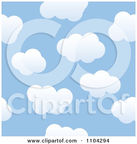 Clipart Seamless Blue Sky And Puffy White Cloud Background Pattern - Royalty Free Vector Illustration by vectorace