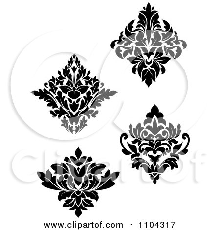 Clipart Black And White Damask Design Elements - Royalty Free Vector Illustration by Vector Tradition SM