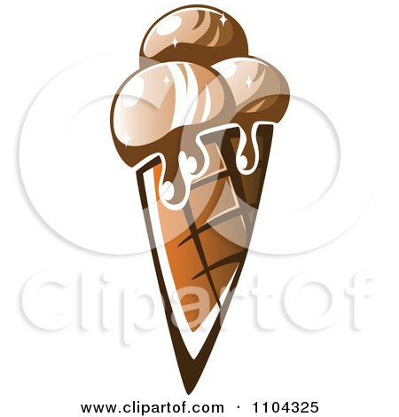 Clipart Melting Chocolate Waffle Ice Cream Cone - Royalty Free Vector Illustration by Vector Tradition SM