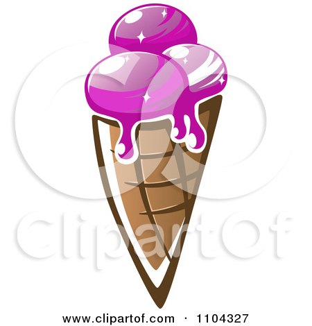 Clipart Melting Waffle Ice Cream Cone - Royalty Free Vector Illustration by Vector Tradition SM