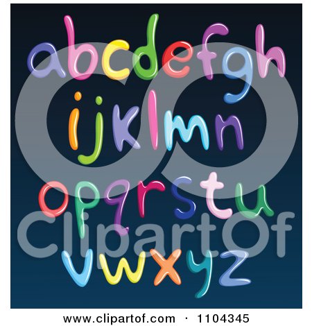 Clipart Colorful Spaghetti Lowercase Letters On Blue - Royalty Free Vector Illustration by yayayoyo