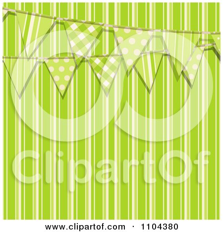 Clipart Patterned Bunting Flags Over Green Stripes - Royalty Free Vector Illustration by elaineitalia