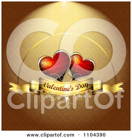 Clipart Romantic Golden Heart Background With Valentines Day Text 1 - Royalty Free Vector Illustration by merlinul