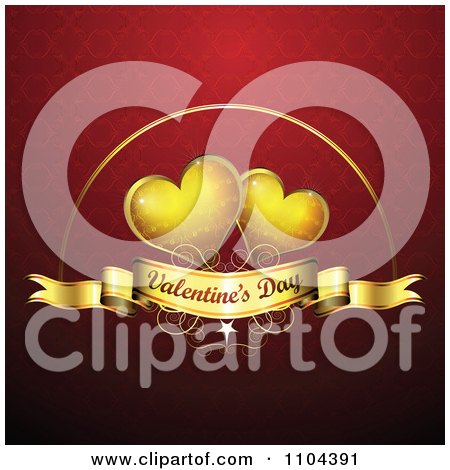 Clipart Romantic Red Heart Background With Valentines Day Text 1 - Royalty Free Vector Illustration by merlinul