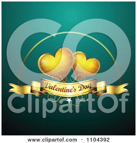 Clipart Romantic Turquoise Heart Background With Valentines Day Text 1 - Royalty Free Vector Illustration by merlinul