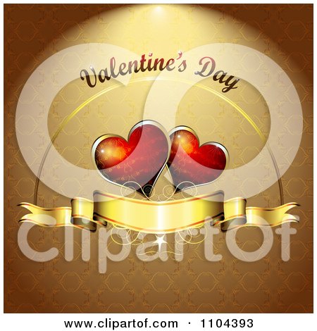 Clipart Romantic Golden Heart Background With Valentines Day Text 2 - Royalty Free Vector Illustration by merlinul