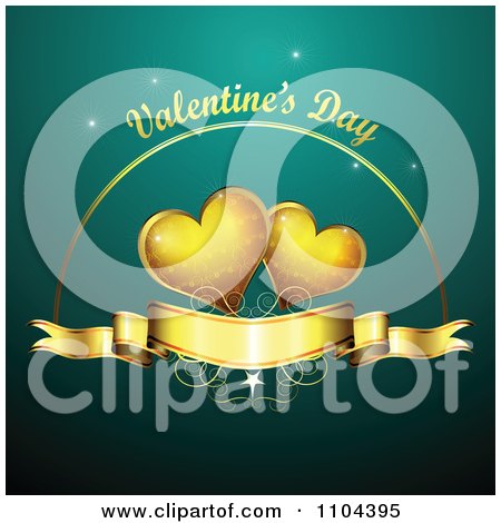Clipart Romantic Turquoise Heart Background With Valentines Day Text 2 - Royalty Free Vector Illustration by merlinul