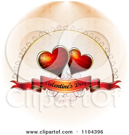 Clipart Romantic Heart Background With Valentines Day Text 4 - Royalty Free Vector Illustration by merlinul
