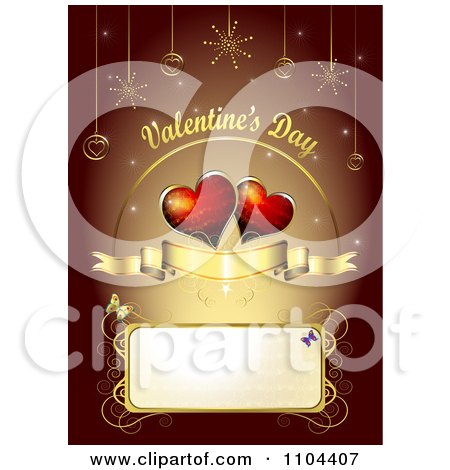 Clipart Romantic Heart Background With Valentines Day Text 3 - Royalty Free Vector Illustration by merlinul