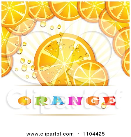 Clipart Orange Slices With Droplets And Text - Royalty Free Vector Illustration by merlinul