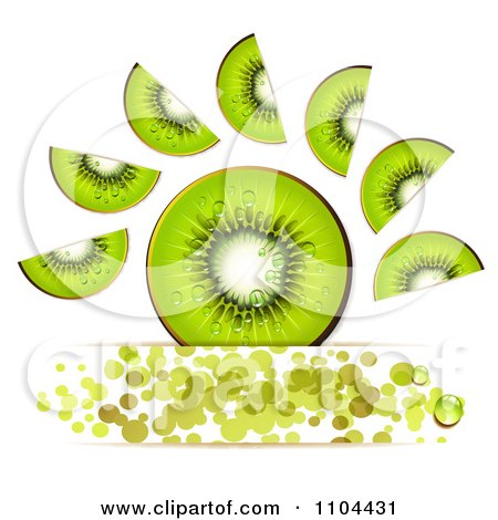 Clipart Kiwi Slices And Dots With Dew - Royalty Free Vector Illustration by merlinul