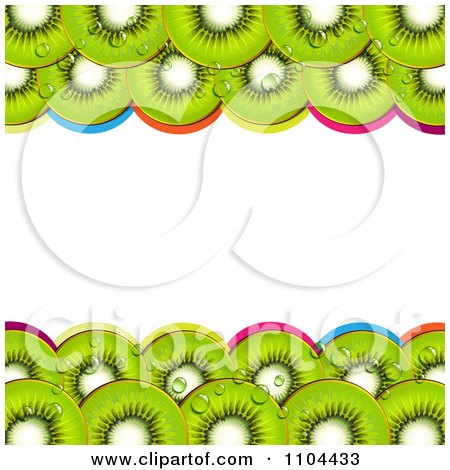 Clipart Border Of Kiwi Slices And Colorful Arches With White Copyspace - Royalty Free Vector Illustration by merlinul