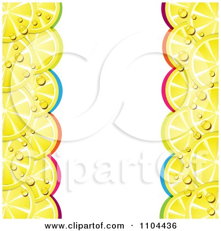 Clipart Border Of Juicy Lemon Slices And Colorful Arches - Royalty Free Vector Illustration by merlinul