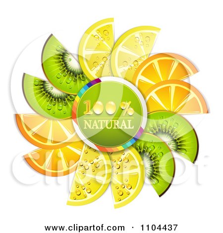 Clipart Circle Of Kiwi Lemon And Orange Slices A Natural Circle - Royalty Free Vector Illustration by merlinul