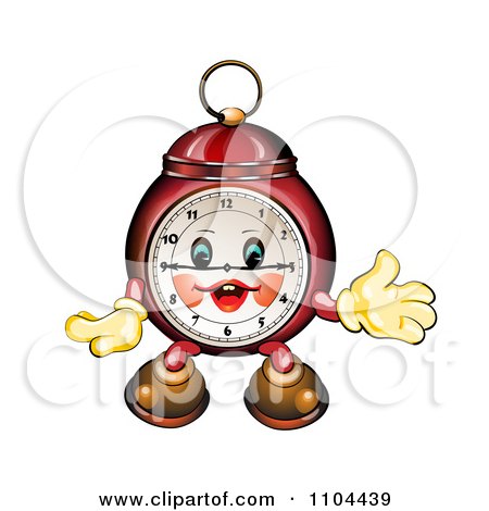 Clipart Happy Red Alarm Clock - Royalty Free Vector Illustration by merlinul