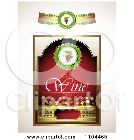 Clipart Red Wine Label Design Elements 1 - Royalty Free Vector Illustration by merlinul