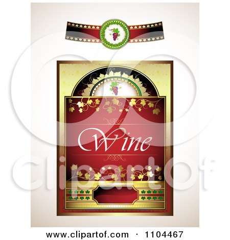 Clipart Red Wine Label Design Elements 2 - Royalty Free Vector Illustration by merlinul