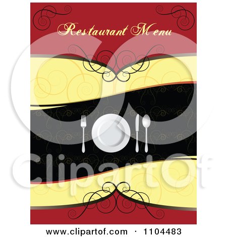 Clipart Restaurant Dining Menu Template With Silverware And A Plate 1 - Royalty Free Vector Illustration by merlinul