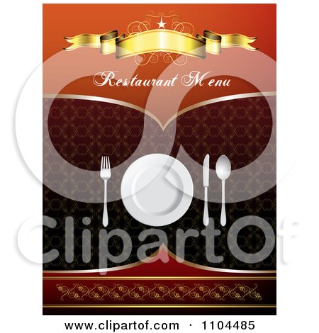 Clipart Restaurant Dining Menu Template With Silverware And A Plate 5 - Royalty Free Vector Illustration by merlinul