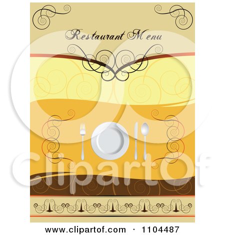 Clipart Restaurant Dining Menu Template With Silverware And A Plate 2 - Royalty Free Vector Illustration by merlinul