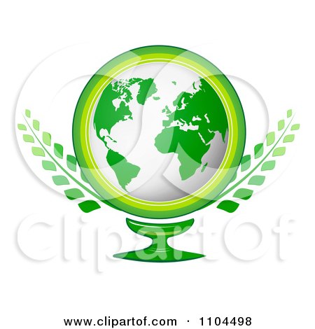 Clipart Green Globe With A Pedestal And Branches - Royalty Free Vector Illustration by merlinul