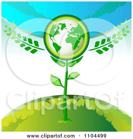 Clipart Green Globe Plant With Branches - Royalty Free Vector Illustration by merlinul