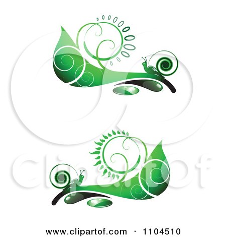 Clipart Ornate Swirl Leaves And Snails Design Elements 1 - Royalty Free Vector Illustration by merlinul