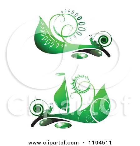 Clipart Ornate Swirl Leaves And Snails Design Elements 2 - Royalty Free Vector Illustration by merlinul