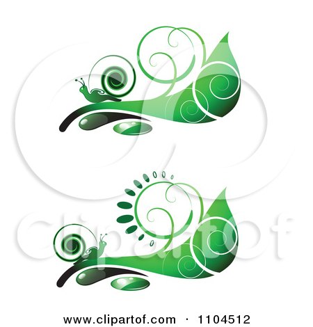Clipart Ornate Swirl Leaves And Snails Design Elements 3 - Royalty Free Vector Illustration by merlinul