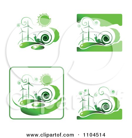 Clipart Green Wind Energy And Snail Icons 1 - Royalty Free Vector Illustration by merlinul