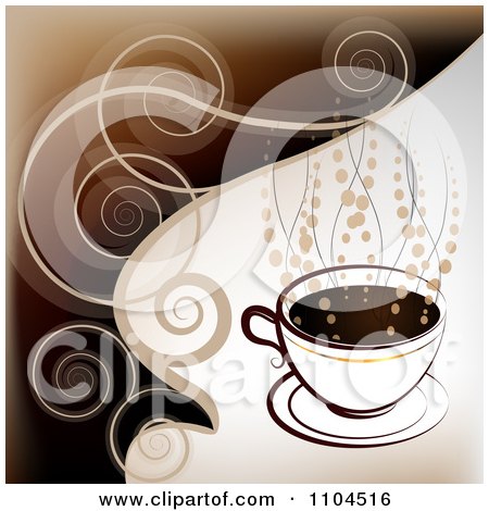 Clipart Hot Coffee Cup With Steam And Swirls 1 - Royalty Free Vector Illustration by merlinul