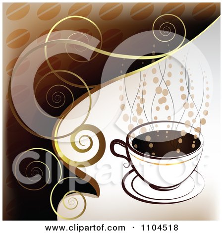 Clipart Hot Coffee Cup With Steam And Swirls 2 - Royalty Free Vector Illustration by merlinul