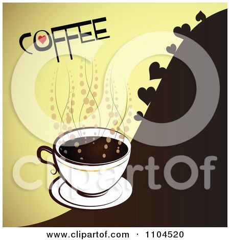 Clipart Text Over A Hot Coffee Cup With Steam And Hearts - Royalty Free Vector Illustration by merlinul