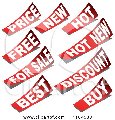 Clipart Red Price Free For Sale Best New Hot Discount And Buy Retail Lables - Royalty Free Vector Illustration by dero